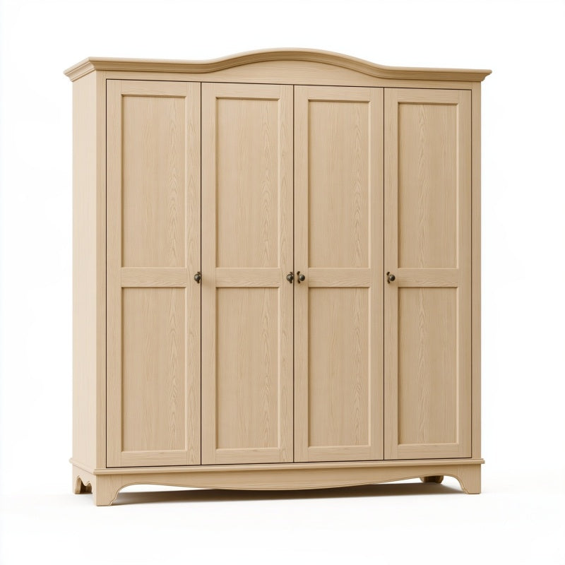 Armadio 200 x 60 x 220 cm in legno beige con 4 ante stile classico