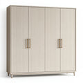 Armadio guardaroba 180 x 60 x 200 cm in legno ingegnerizzato beige a 4 ante stile moderno