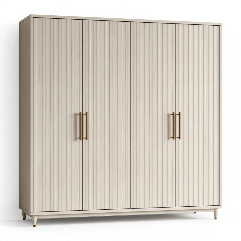 Armadio guardaroba 180 x 60 x 200 cm in legno ingegnerizzato beige a 4 ante stile moderno