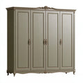 Armadio 4 ante 200 x 60 x 220 cm in legno color tortora stile classico