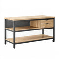 Banco da lavoro 120 x 60 x 90 cm in legno e metallo nero con cassetti stile industriale