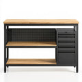 Banco da lavoro 120 x 60 x 90 cm in legno e acciaio nero con cassettiera stile industriale