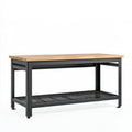 Banco da lavoro 120 x 60 x 90 cm in legno e acciaio nero con ripiano inferiore