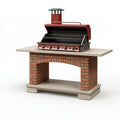 Barbecue da giardino 160 x 70 x 190 cm in acciaio e laterizio rosso con cappa e camino
