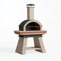 Forno da giardino 120 x 90 x 210 cm in mattoni e metallo beige nero per cottura a legna stile rustico