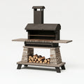 Barbecue da giardino 140 x 70 x 190 cm in metallo nero con piano laterale e griglia a legna