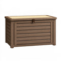 Baule contenitore 120 x 60 x 63 cm in plastica marrone effetto legno con coperchio
