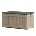 Cassapanca da esterno 120 x 60 x 63 cm in resina tortora e antracite con coperchio