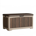 Cassapanca da esterno 116 x 55 x 60 cm in resina marrone e tortora con coperchio