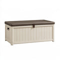 Baule da esterno 120 x 56 x 63 cm in resina beige e marrone con coperchio
