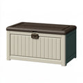 Baule contenitore da giardino 120 x 46 x 57 cm in resina beige/marrone con coperchio