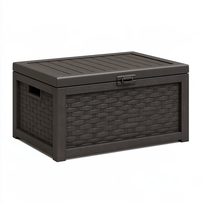 Baule contenitore da esterno 120 x 60 x 60 cm in resina grigio antracite con coperchio intrecciato