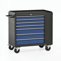Carrello portautensili 90 x 46 x 95 cm in acciaio nero/blu con 7 cassetti e ruote