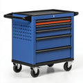 Carrello portautensili 78 x 46 x 98 cm in acciaio blu e nero con 5 cassetti e ruote