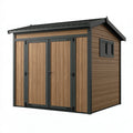 Casetta da giardino 200 x 150 x 190 cm in legno e metallo marrone antracite con doppia porta per esterno