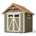 Casetta da giardino 180 x 120 x 210 cm in legno verde salvia con doppia porta e finestre