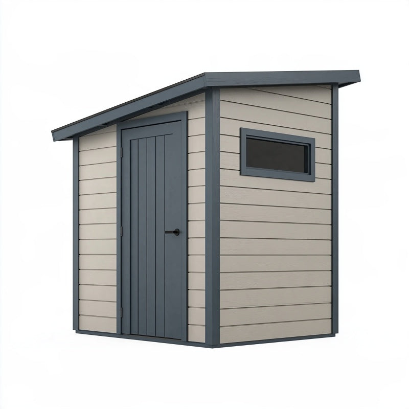 Capanno da giardino 180 x 120 x 200 cm beige e grigio scuro con porta e finestra
