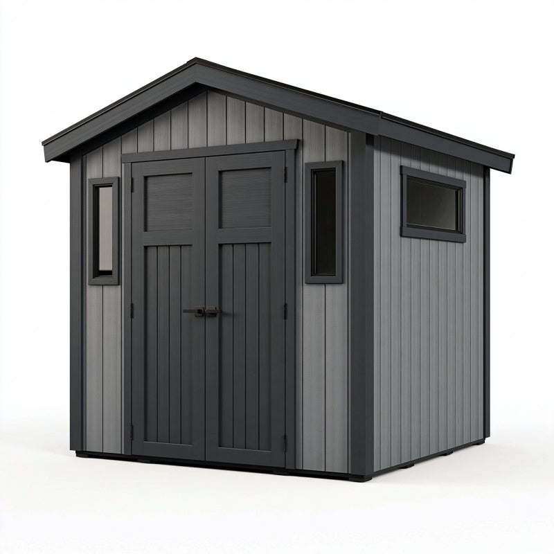 Casetta da giardino 200 x 150 x 210 cm in metallo grigio antracite - deposito esterno con doppia porta