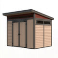Casetta da giardino 200 x 150 x 200 cm in resina beige e antracite con doppia porta stile moderno